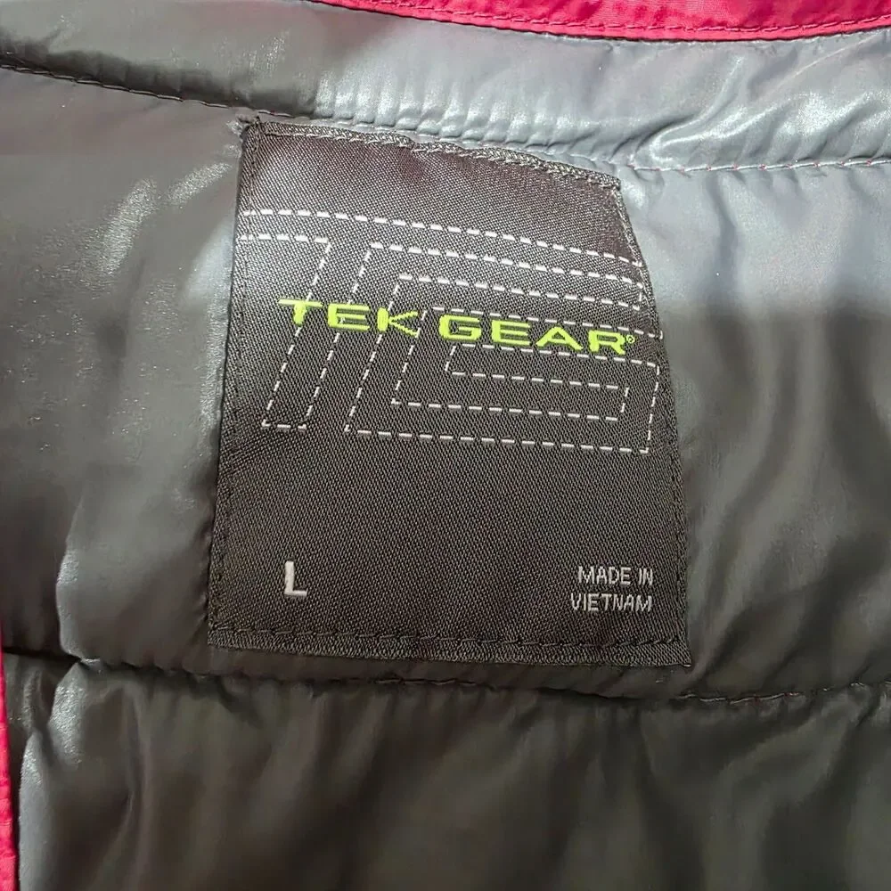 NWOT Tek Gear Men Puffer Lightweight Vest Dark Red Quilted Full Zip L